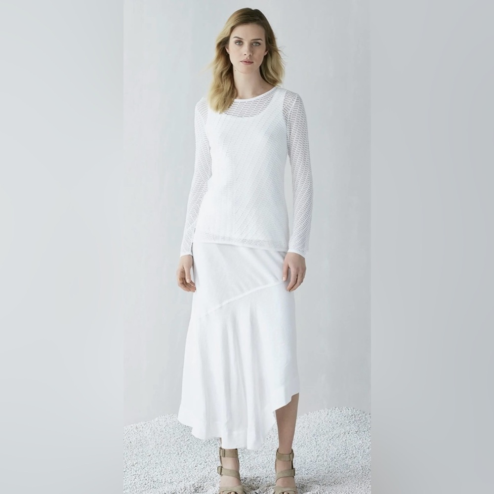NIC & ZOE “Backstory” Back Cutout Open Knit Top in White Size Small